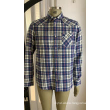 Men's Cotton Single Pocket Plaid Shirt
